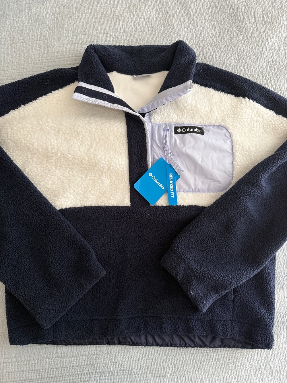 Columbia Navy and Cream Sherpa Pullover Fleece